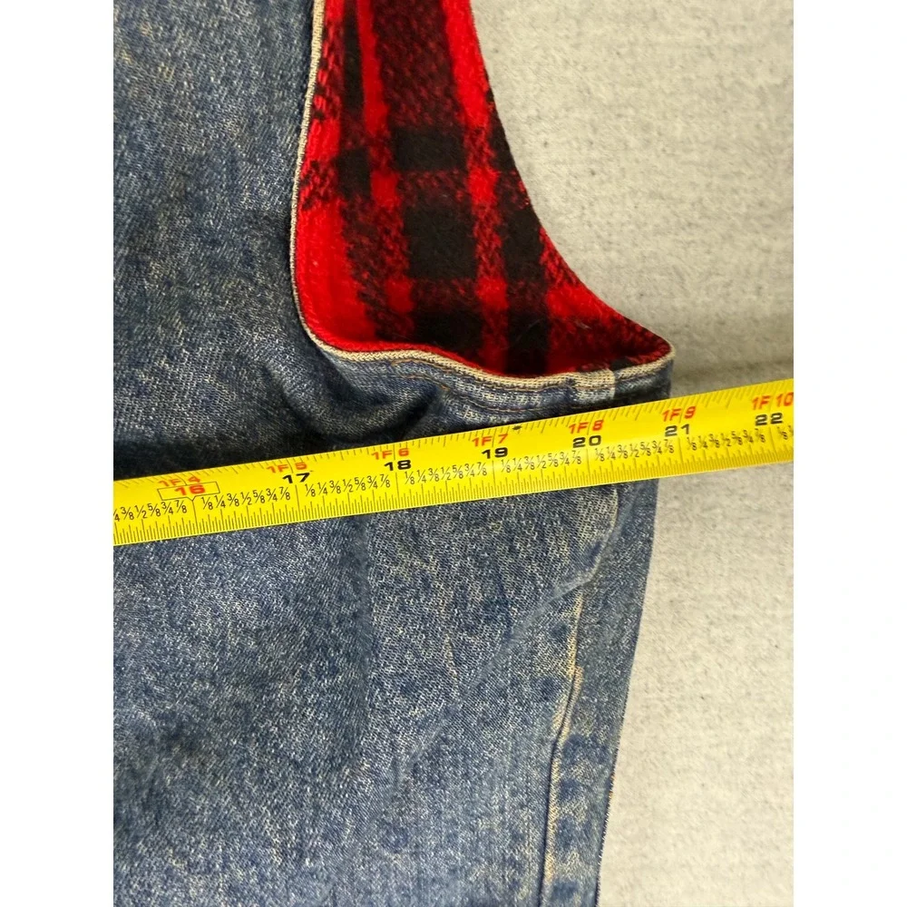 Vintage Polo Ralph Lauren Denim Vest Plaid Lined Blue Mens Medium 90s western